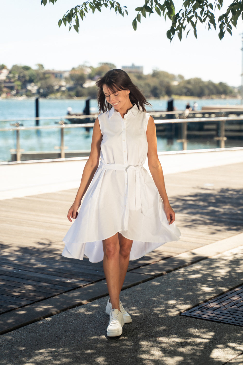 CCW Sleeveless Shirt Dress White