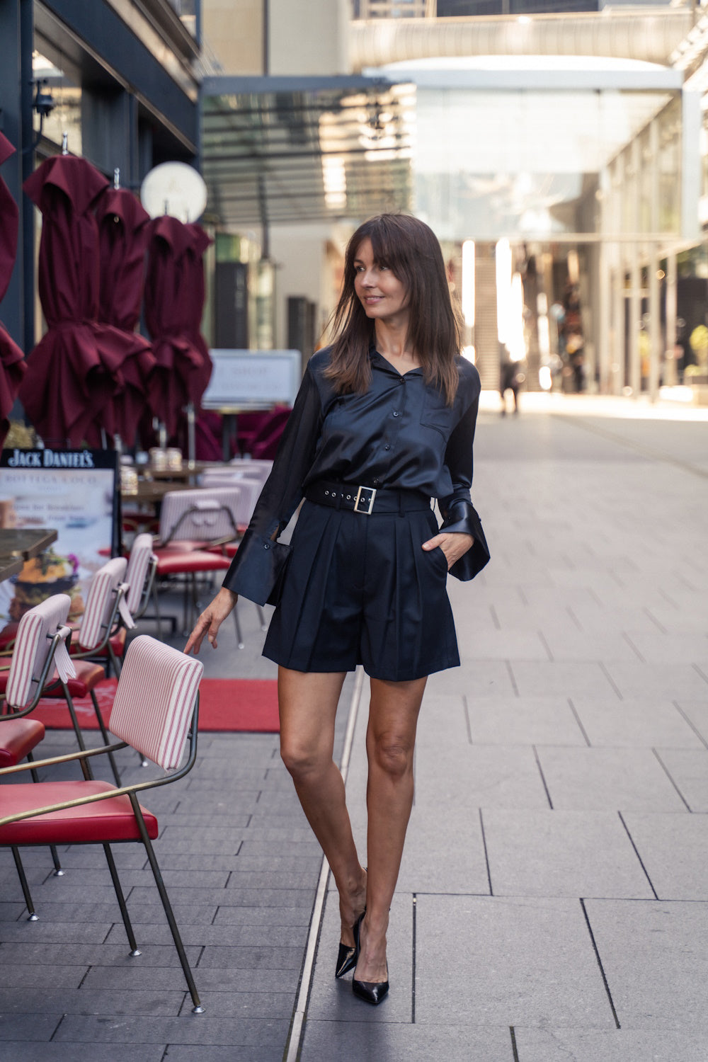 CCW Cuff Satin Shirt with tuxedo short