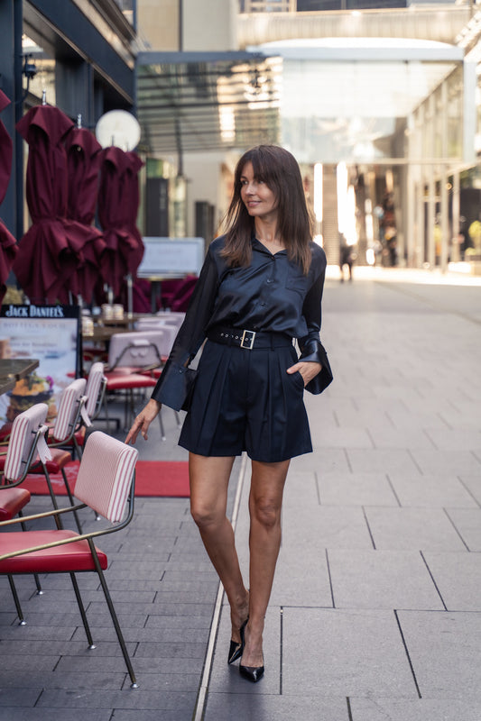 CCW Cuff Satin Shirt with tuxedo short