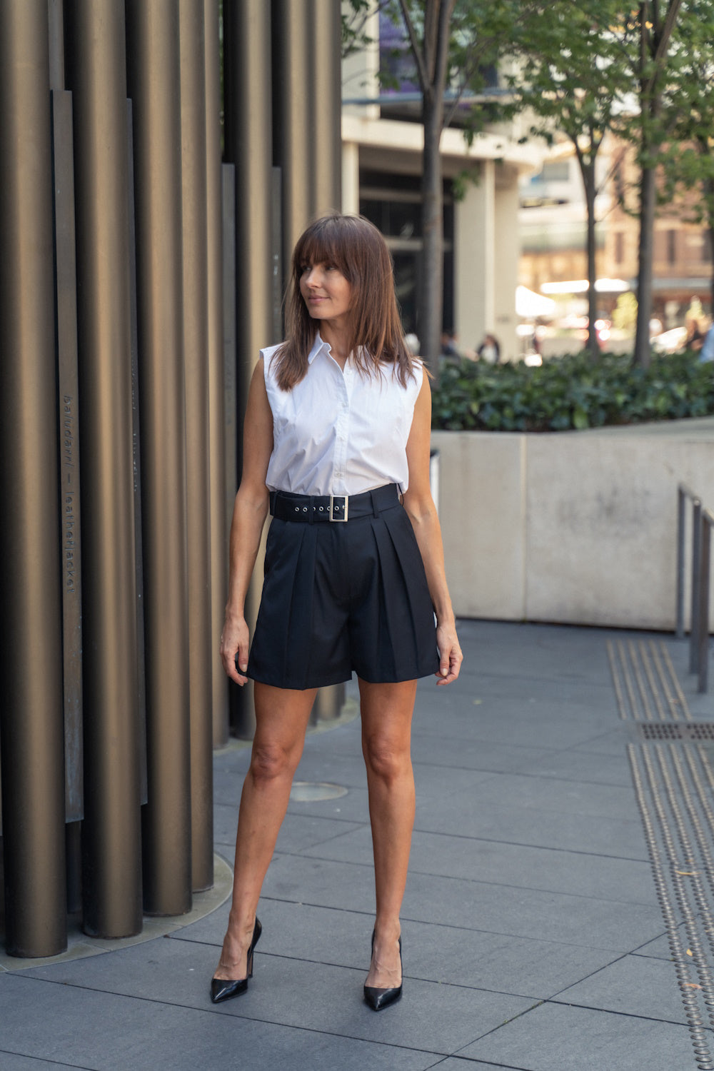 Sleeveless Shirt with Tuxedo short