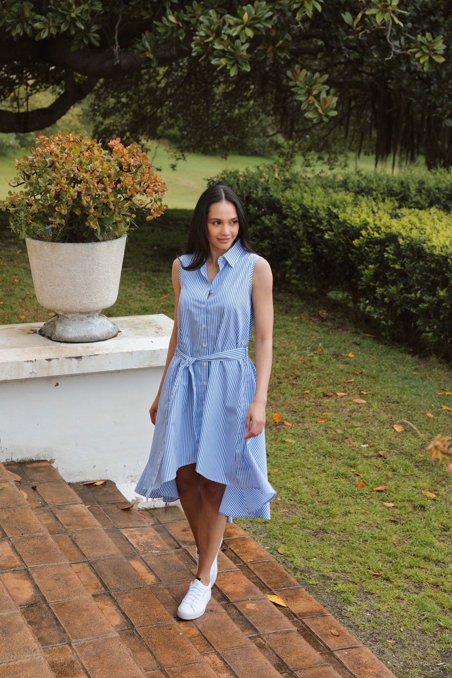 CCW Sleeveless Striped Shirt Dress