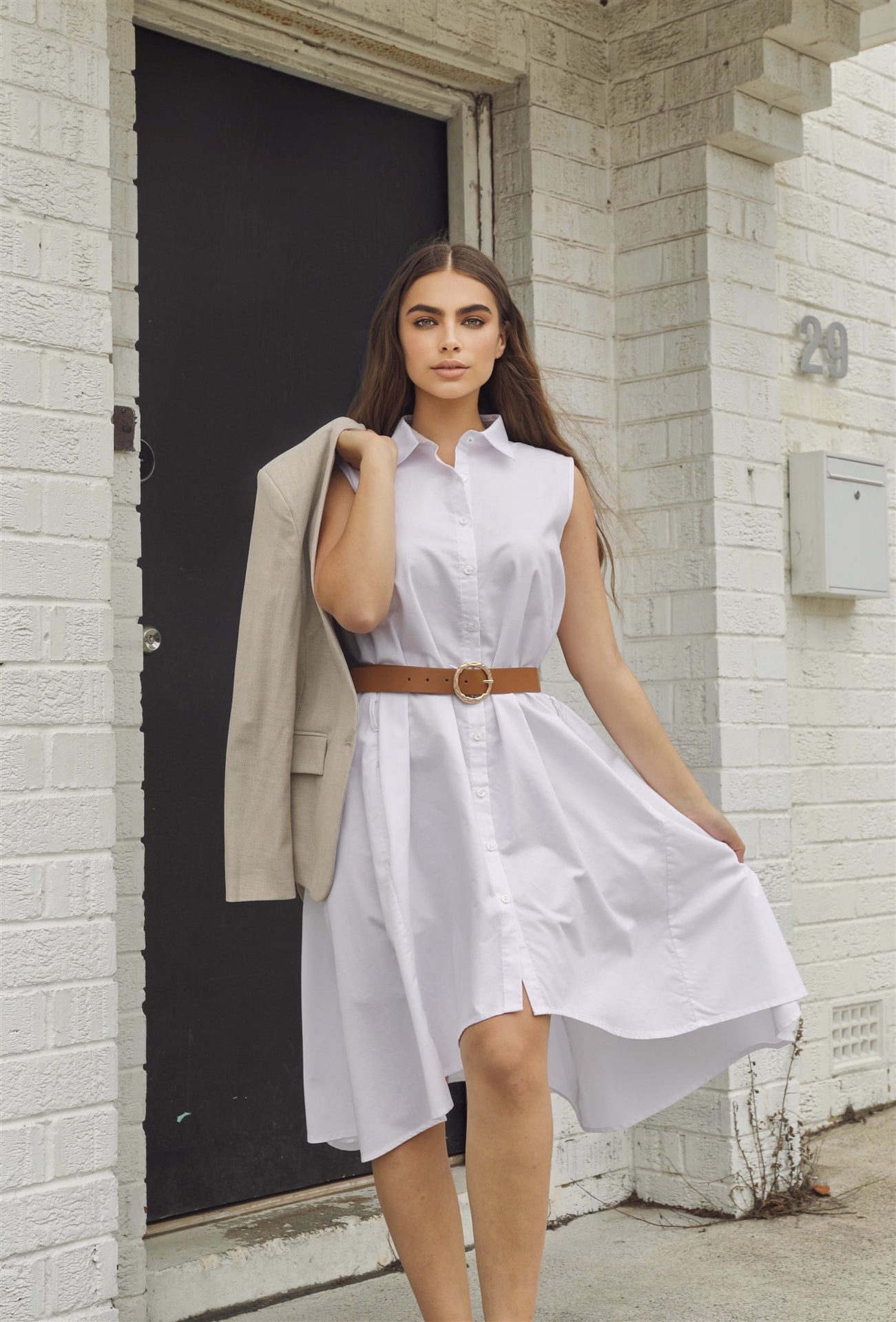 Sleeveless Shirt Dress