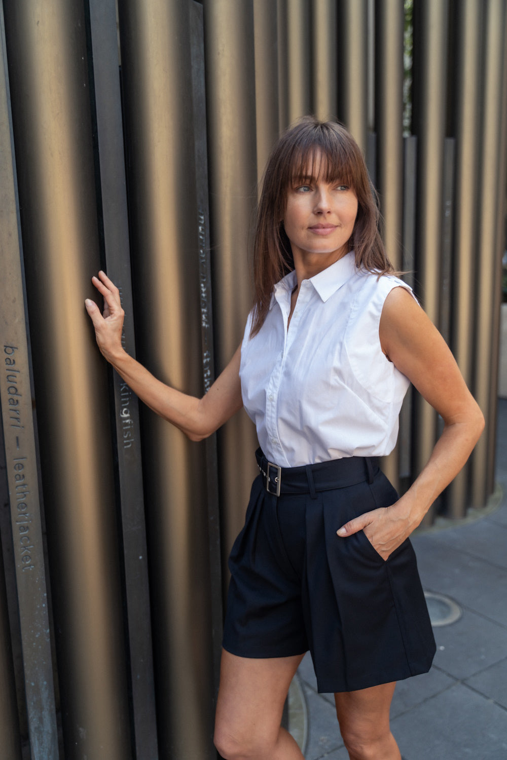 Sleeveless Shirt with Tuxedo Short 