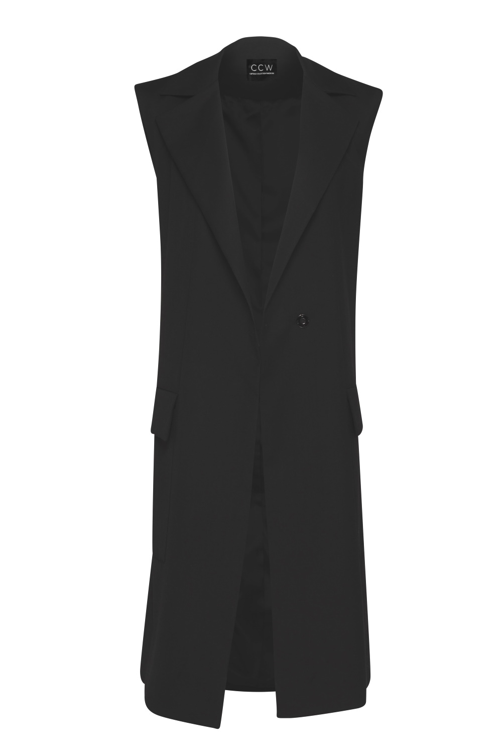 Womens Black Sleeveless Coat - Capsule Collection Wardrobe