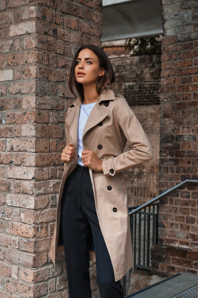 Womens Taupe Trench Coat - Capsule Collection Wardrobe